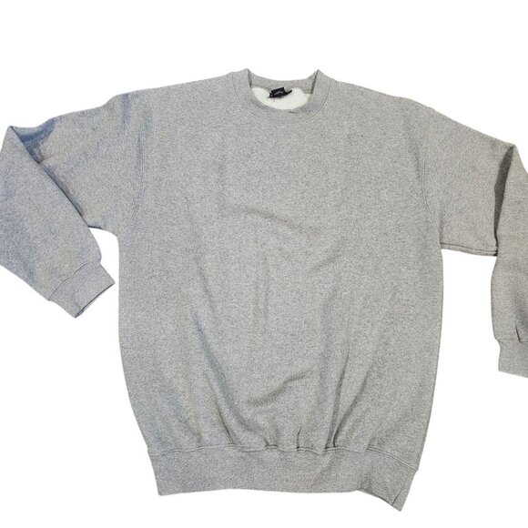 90s Y2K Mens Large Tall Heathered Gray Crewneck Sweatshirt Pullover Classic - Picture 9 of 9